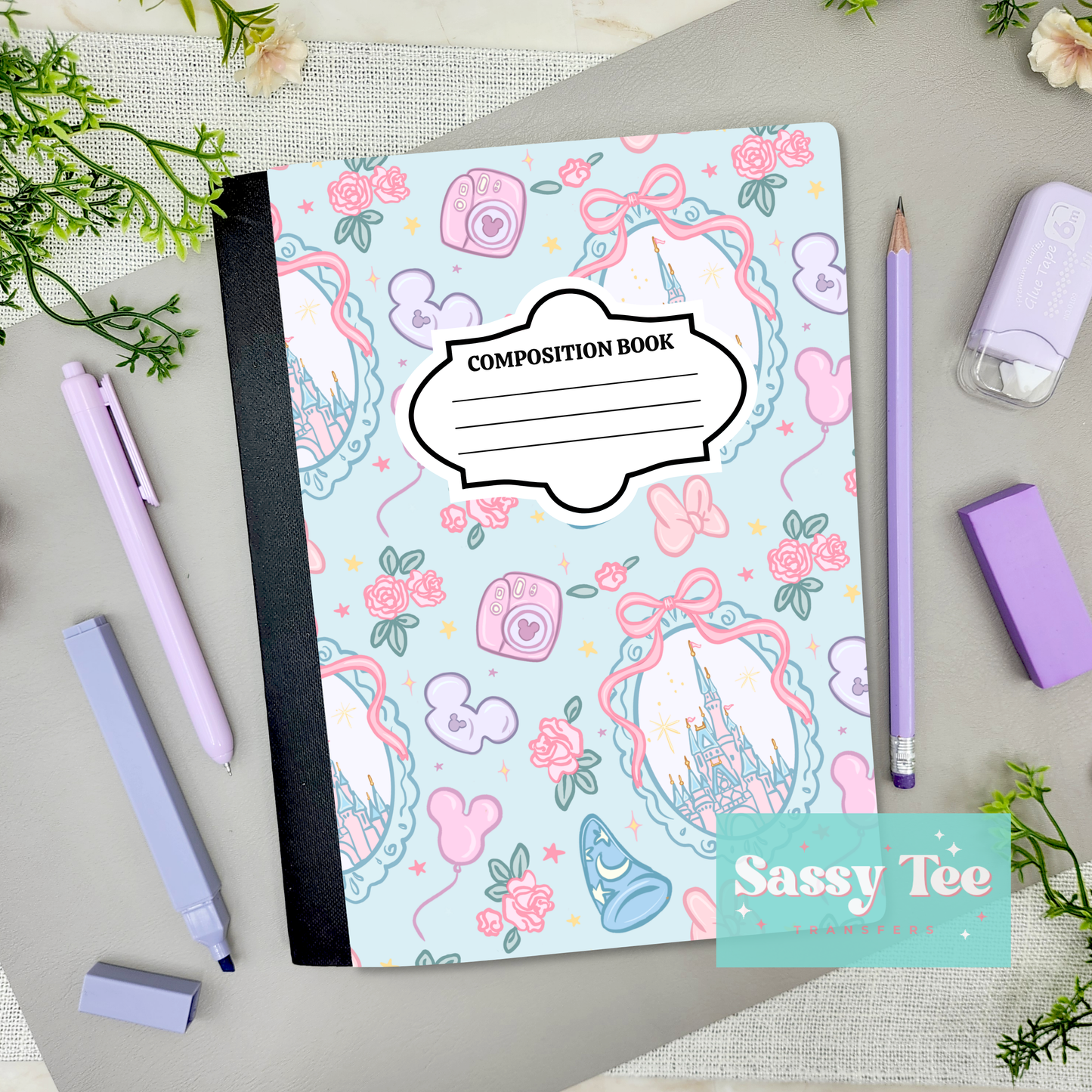 BLUE MAGIC FLORAL CASTLE Peel + Stick Notebook Cover SET