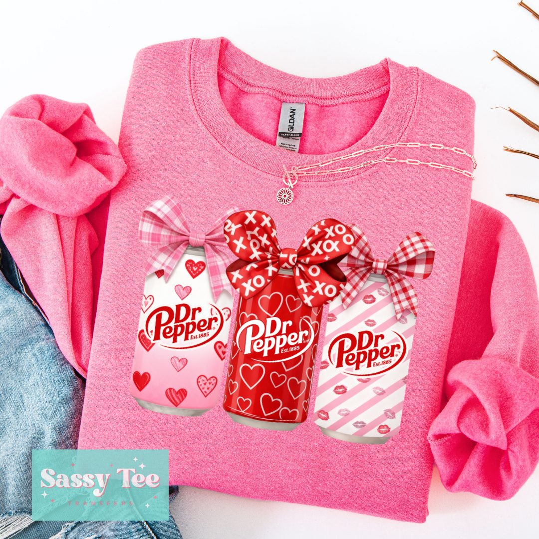 DR PEPPER CANS VALENTINE PLAID BOWS **Preorder/Restock Ships in 5-10 biz days**