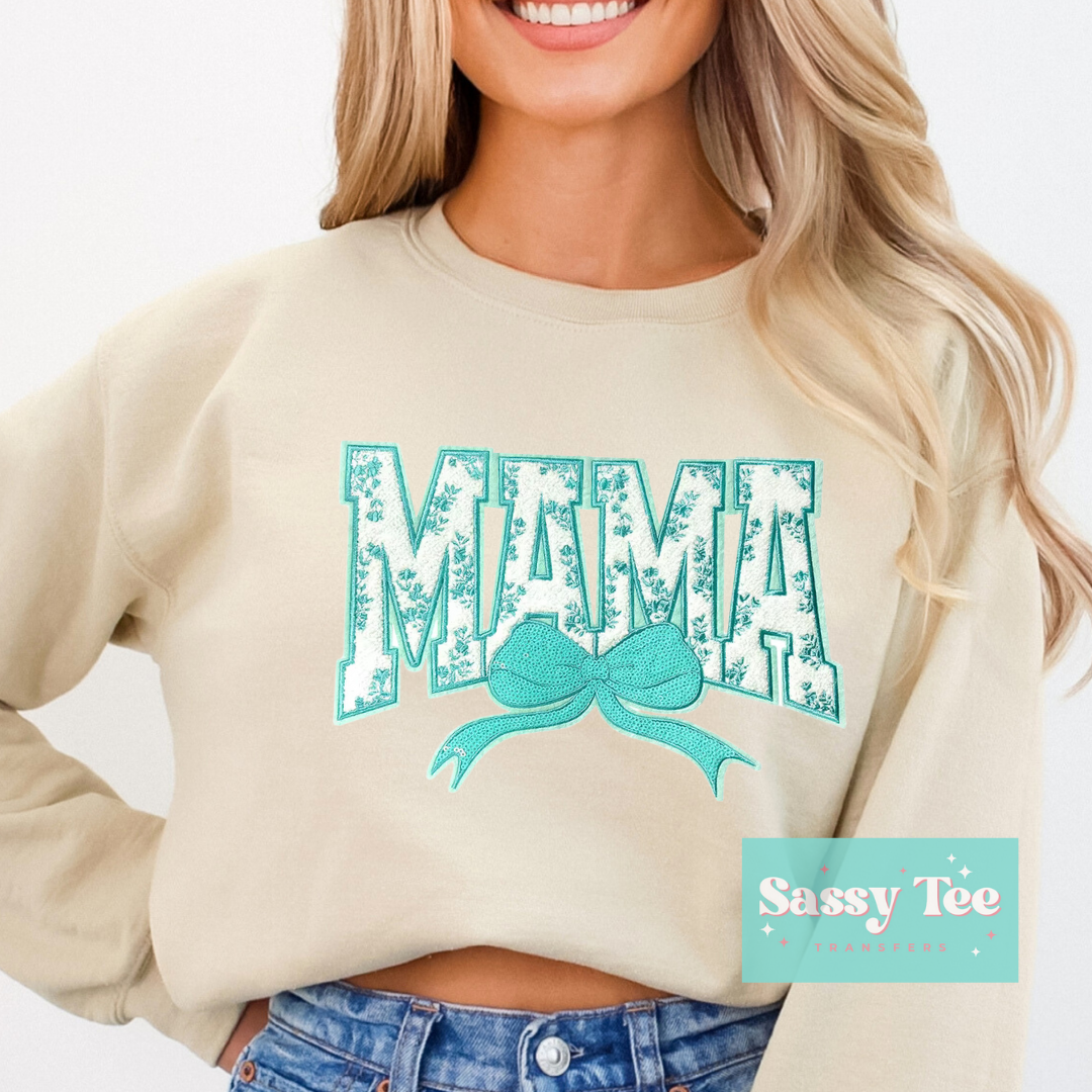 MAMA MINT FLORAL BOW COQUETTE PATCH