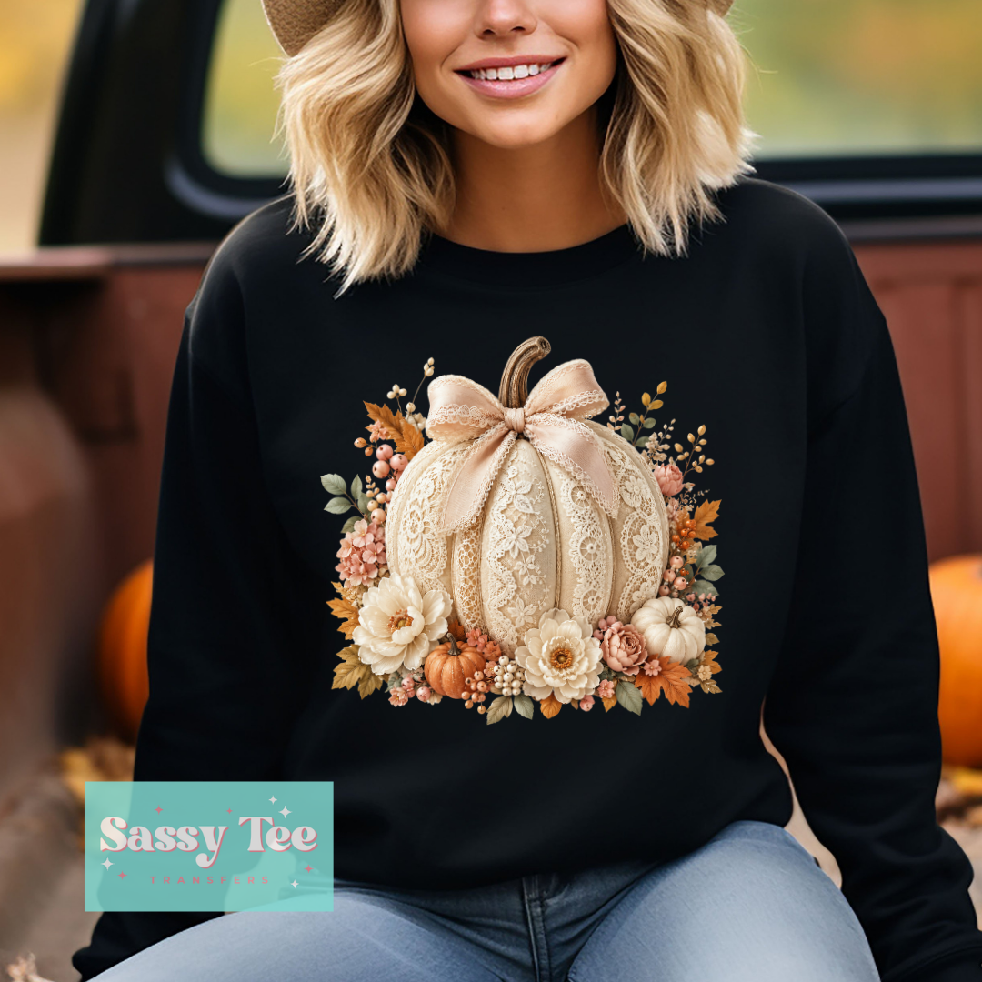 LACE PUMPKIN FLORAL CREAM FAUX **Preorder/Restock Ships in 5-10 biz days**