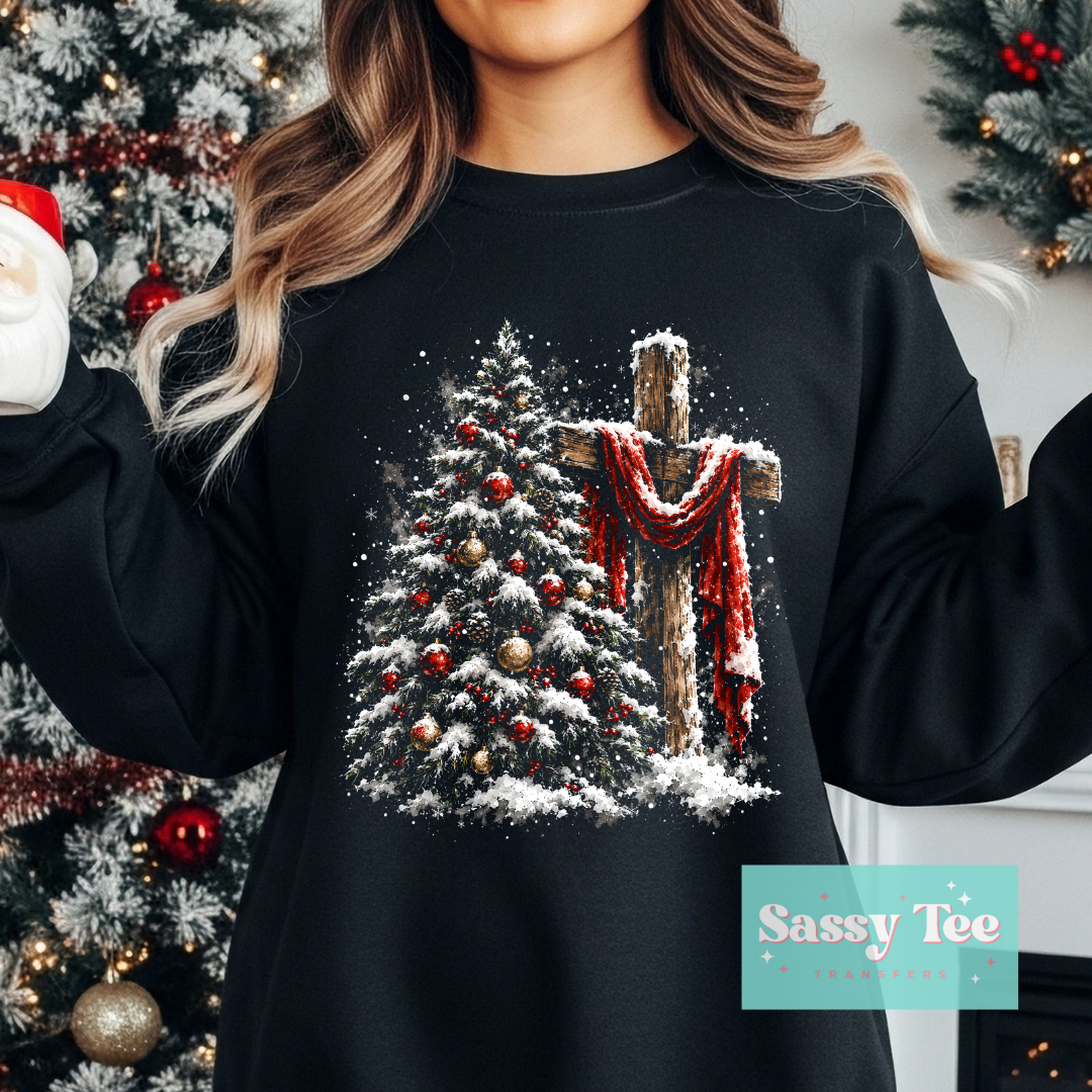 CROSS RED CHRISTMAS TREE SNOW For Darker Colors **Preorder/Restock Ships in 5-10 biz days**