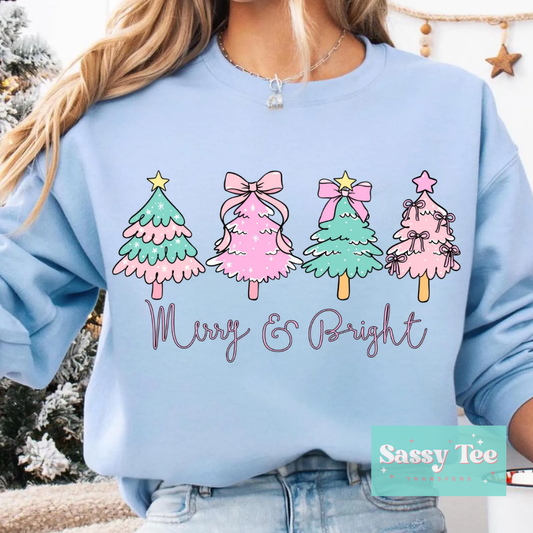 MERRY & BRIGHT PINK MINT CUTE CHRISTMAS TREES **Preorder/Restock Ships in Est. 5-10 biz days**