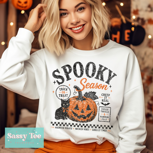 SPOOKY SEASON TRICK TREAT PUMPKIN VINTAGE CHECKERS **Preorder/Restock Ships in 5-10 biz days**
