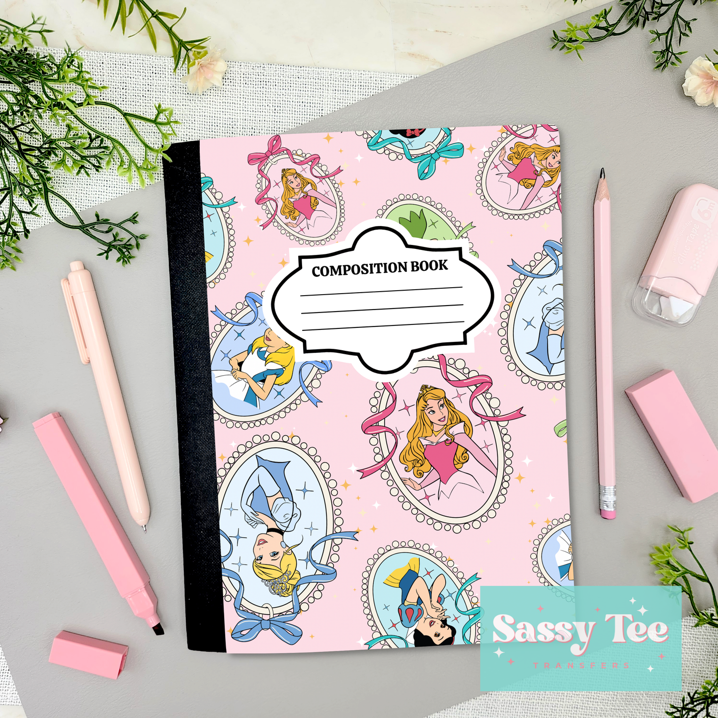 PRINCESS FRAMES BOWS Peel + Stick Notebook Cover SET