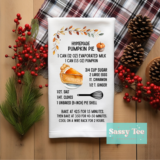 HOMEMADE PUMPKIN PIE RECIPE Kitchen Towel