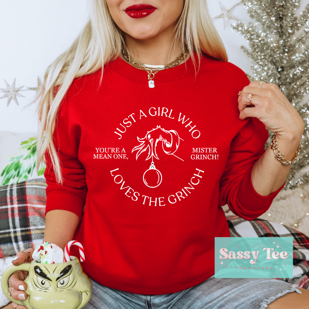 JUST A GIRL LOVES GRINCH WHITE