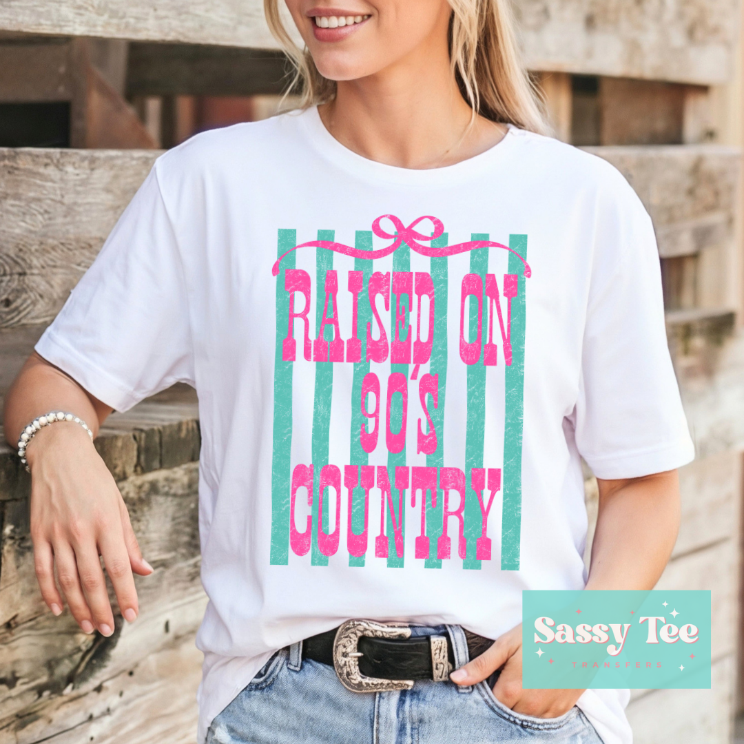 RAISED ON 90'S COUNTRY PINK MINT PREPPY STRIPES **Preorder/Restock Ships in 5-10 biz days**