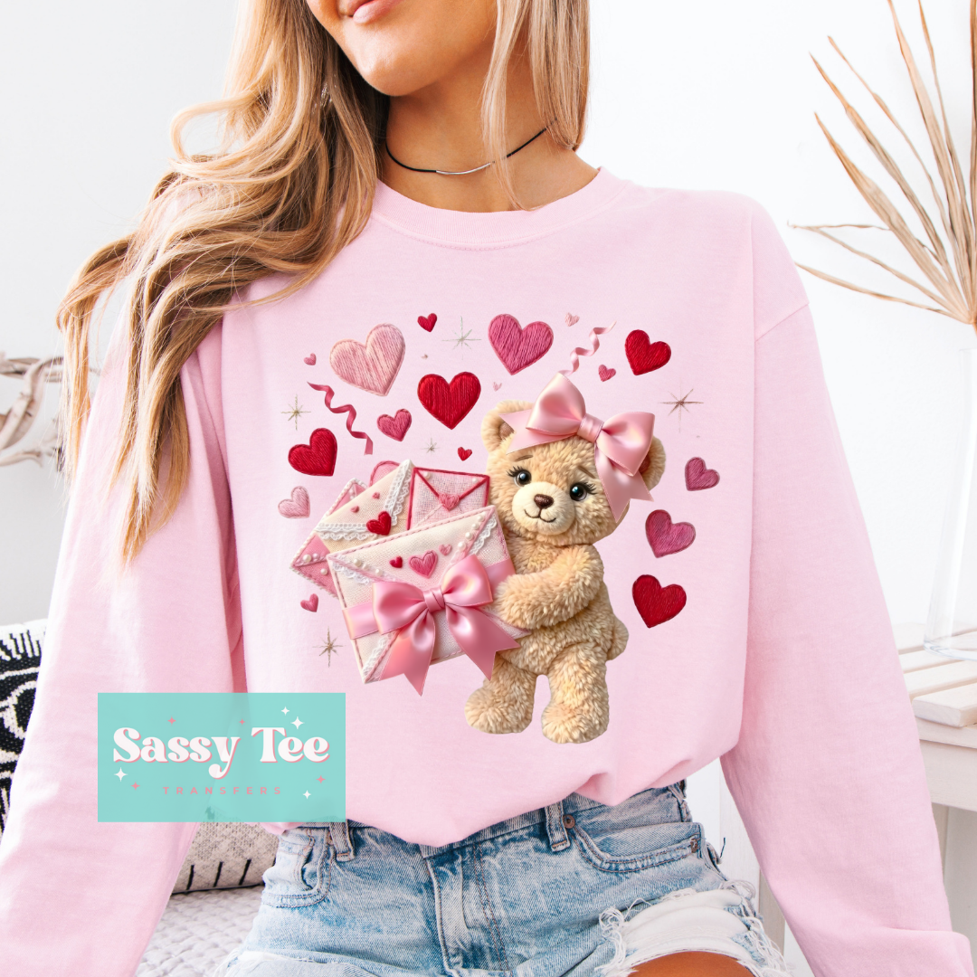 TEDDY VALENTINE MAIL FAUX YARN **Preorder/Restock Ships in 5-10 biz days**