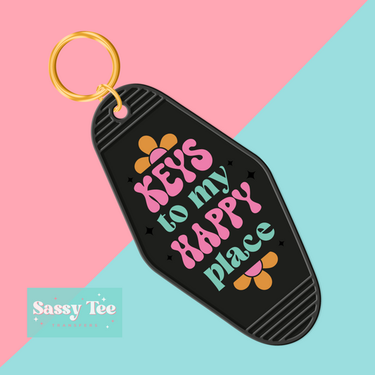 KEYS TO MY HAPPY PLACE UV DTF KEYCHAIN DECAL **Preorder, Ship sin 5-10 biz days**