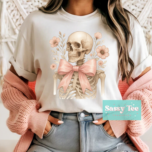 SKELETON PINK FLORAL BOW **Preorder/Restock Ships in 5-10 biz days**