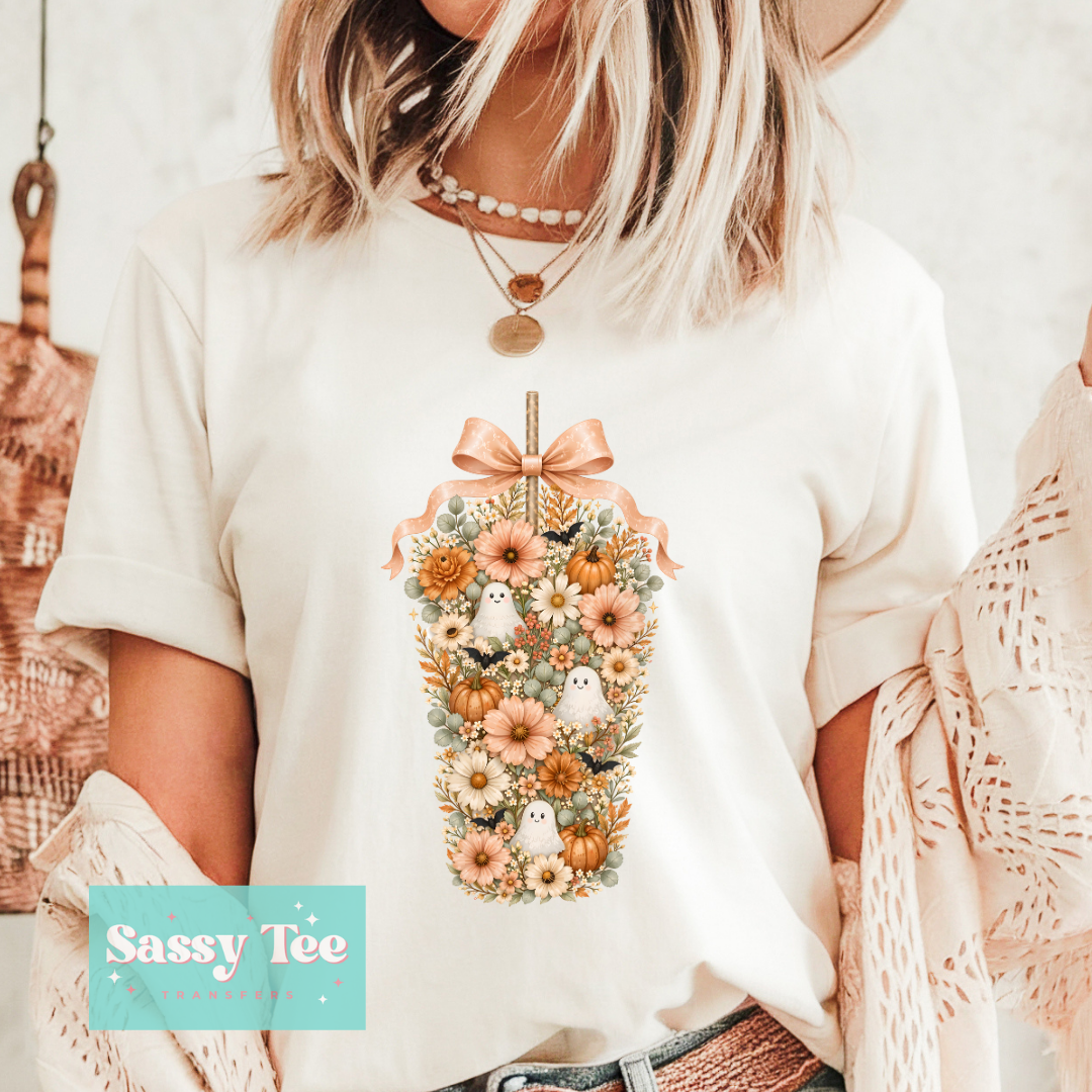 COFFEE CUP FLORAL BOWS GHOSTS **Preorder/Restock Ships in 5-10 biz days**