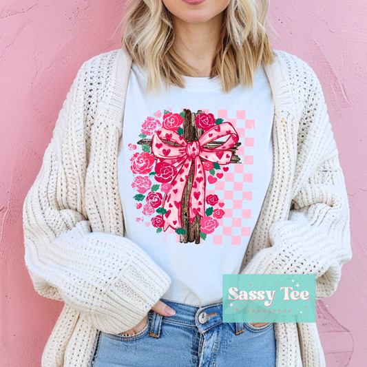 FAITH CROSS BOW ROSES RETRO VALENTINE **Preorder/Restock Ships in 5-10 biz days**