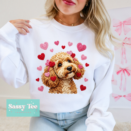 GOLDENDOODLE VALENTINE HEARTS FAUX YARN **Preorder/Restock Ships in 5-10 biz days**