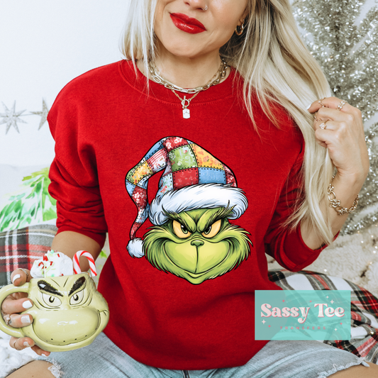 GREEN MAN PATCHWORK SANTA HAT **Preorder/Restock Ships in Est. 5-10 biz days**