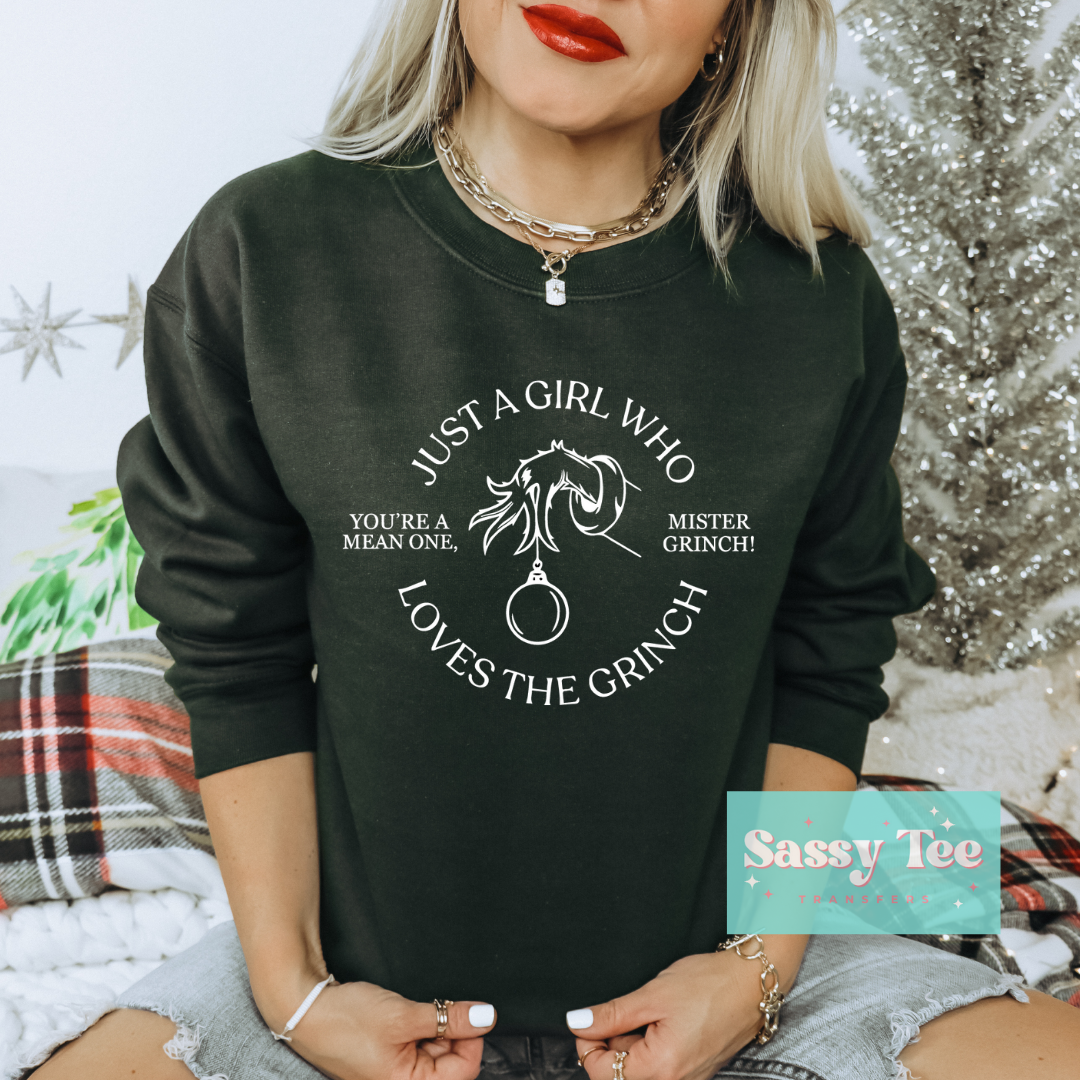 JUST A GIRL LOVES GRINCH WHITE