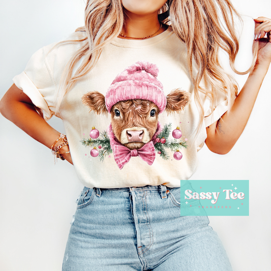 PINK HIGHLAND COW CHRISTMAS **Preorder/Restock Ships in Est. 5-10 biz days**