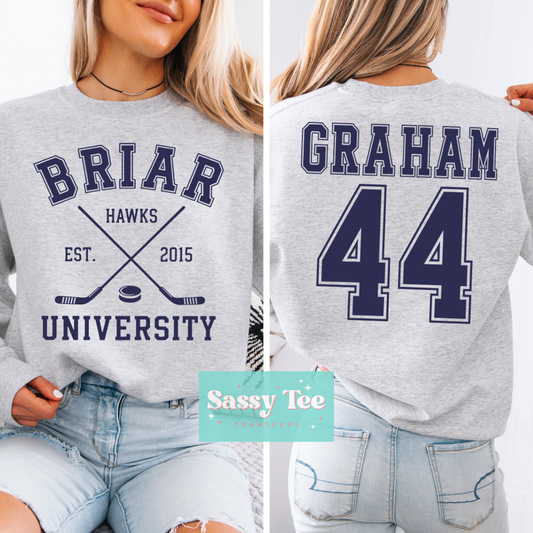 BRIAR UNIVERSITY 44 GRAHAM BLUE Front + Back Set **Preorder/Restock Ships in 5-10 biz days**