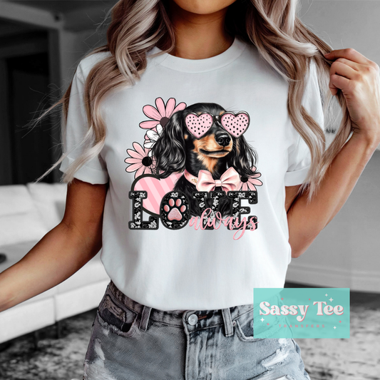 DACHSHUND LOVE BLACK FAUX LACE VALENTINE **Preorder/Restock Ships in 5-10 biz days**