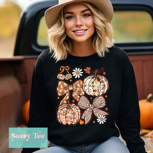 FALL LACE BOWS PUMPKINS FLORAL **Preorder/Restock Ships in Est. 5-12 biz days**