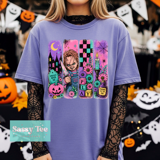 HORROR CHUCKIE RETRO PURPLE PINK MINT ART **Preorder/Restock Ships in 5-10 biz days**