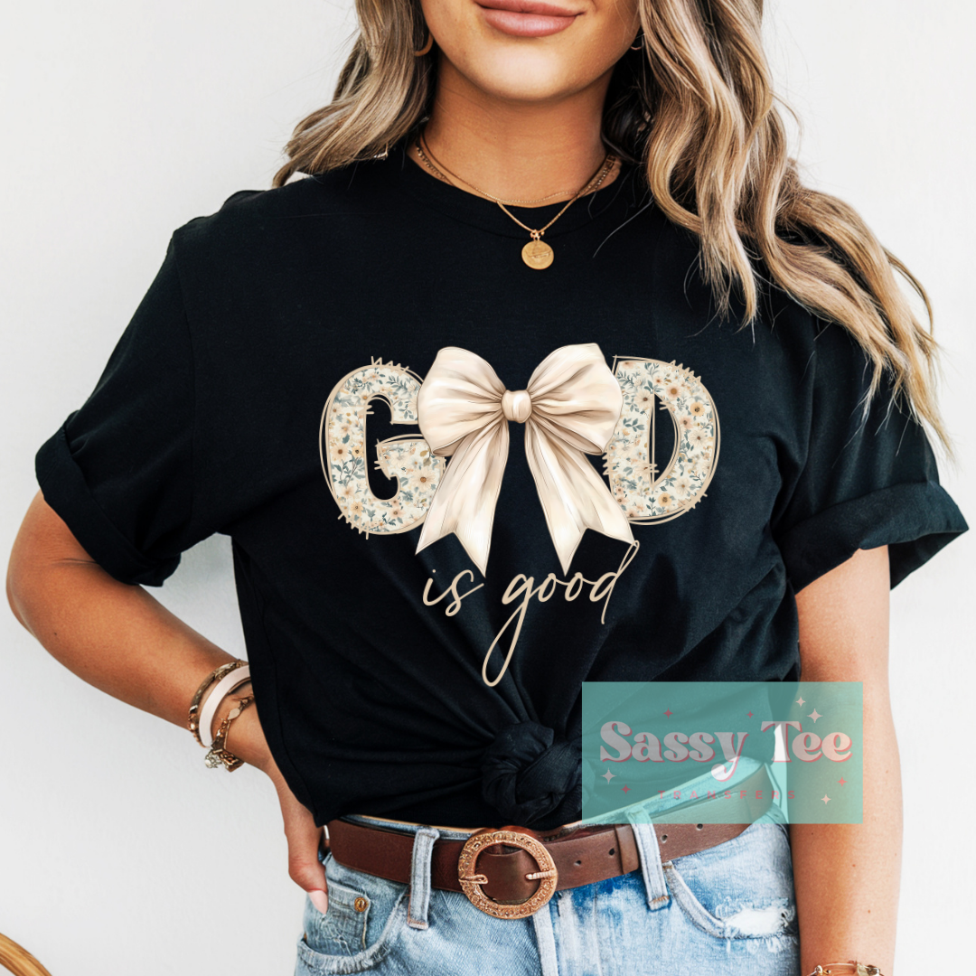GOD IS GOOD BEIGE BOW **Preorder Ships in 5-10 biz days**