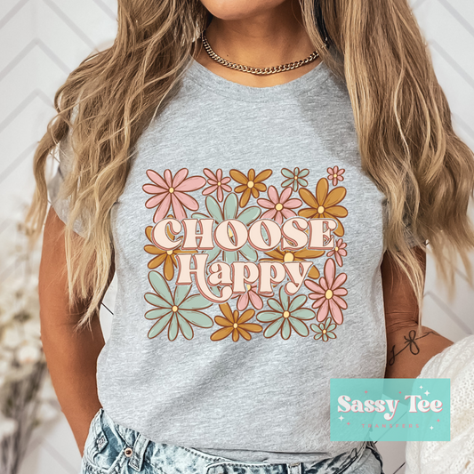 CHOOSE HAPPY RETRO FLOWER