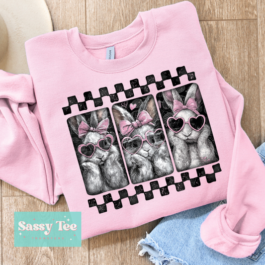 RETRO CUTE BUNNY TRIO PINK BOW GLASSES **Preorder/Restock Ships in 5-10 biz days**