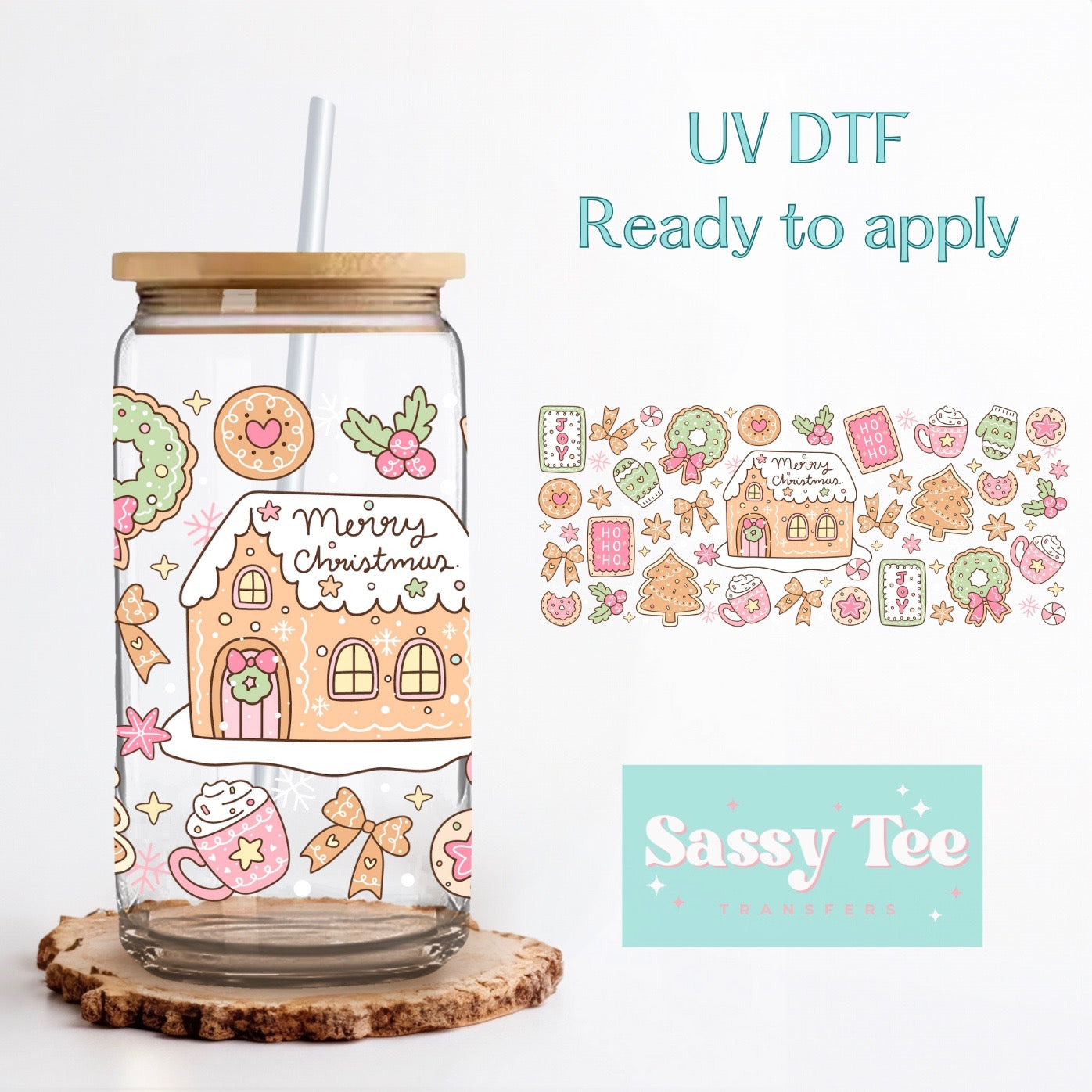 CHRISTMAS GINGERBREAD HOUSE UV DTF CUP WRAP **Preorder/Restock Ships in 5-10 biz days**