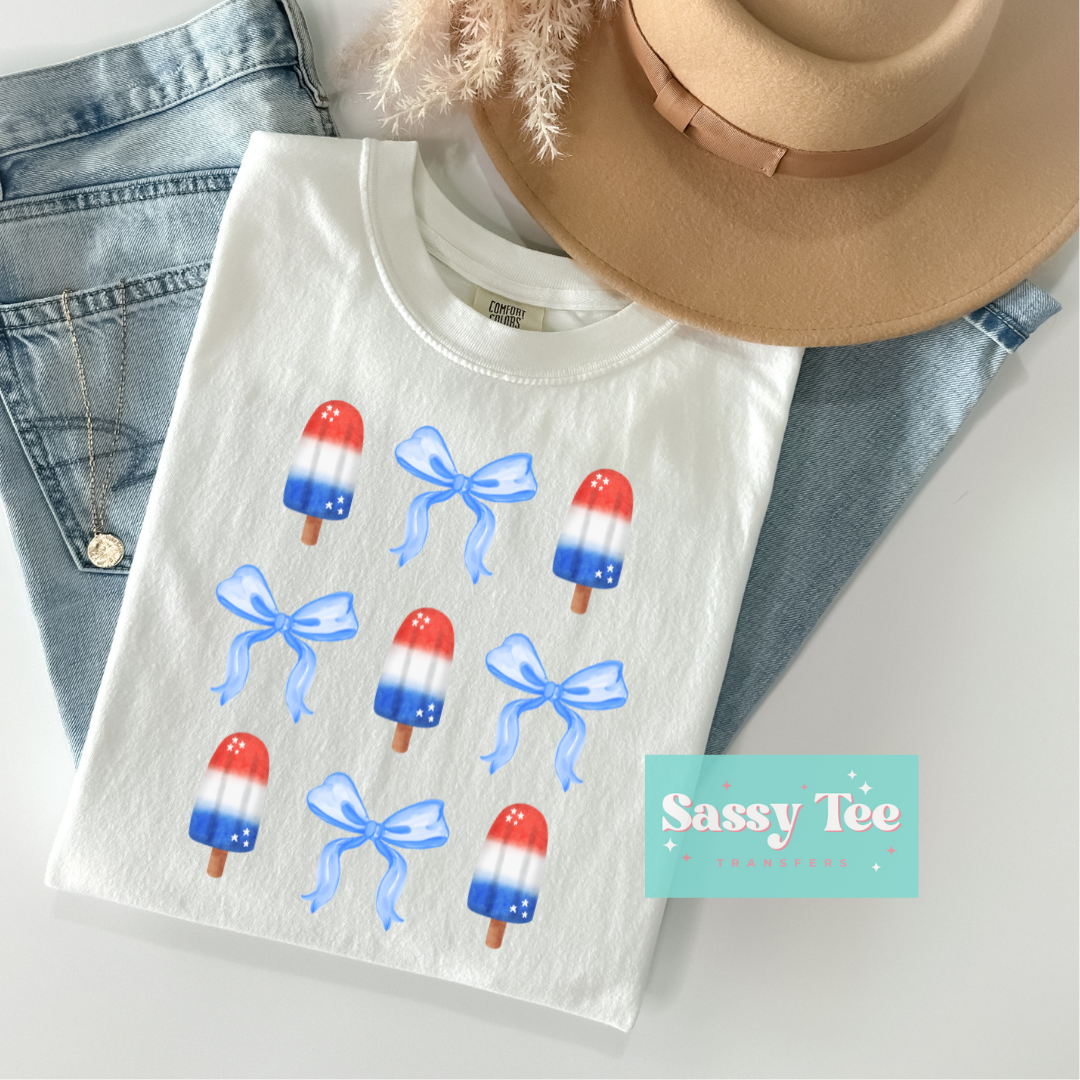 RED WHITE BLUE RIBBON POPSICLE – Sassy Tee Transfers