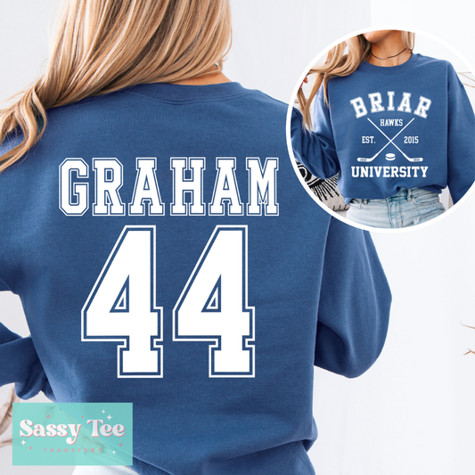BRIAR UNIVERSITY 44 GRAHAM WHITE Front + Back Set **Preorder/Restock Ships in 5-10 biz days**