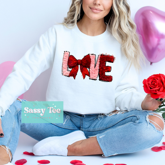 LOVE RED BOW FAUX YARN **Preorder/Restock Ships in 5-10 biz days**