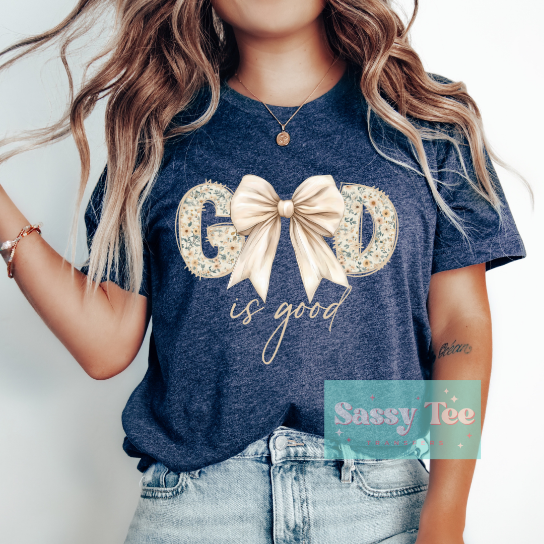 GOD IS GOOD BEIGE BOW **Preorder Ships in 5-10 biz days**
