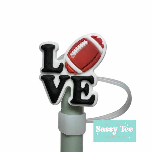 LOVE FOOTBALL STRAW TOPPER Larger