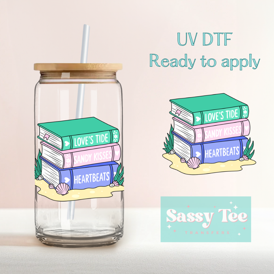 BOOK BEACH SUMMER UV DTF Cup Decal **Preorder/Restock Ships in 5-10 biz days**