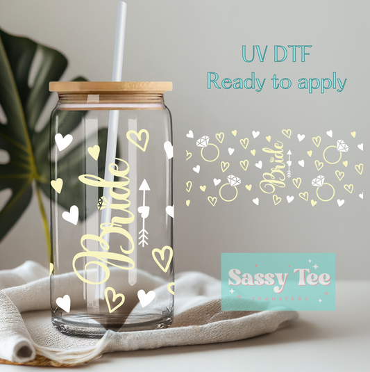 BRIDE HEARTS UV DTF CUP WRAP *Preorder, Ships in 5-9 biz days*