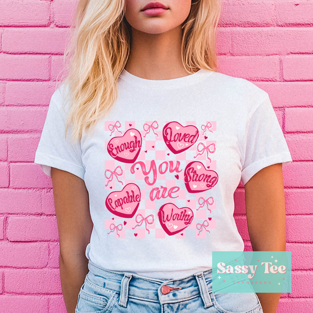 POSITIVE AFFIRMATIONS CANDY HEARTS RETRO BOWS **Preorder/Restock Ships in 5-10 biz days**