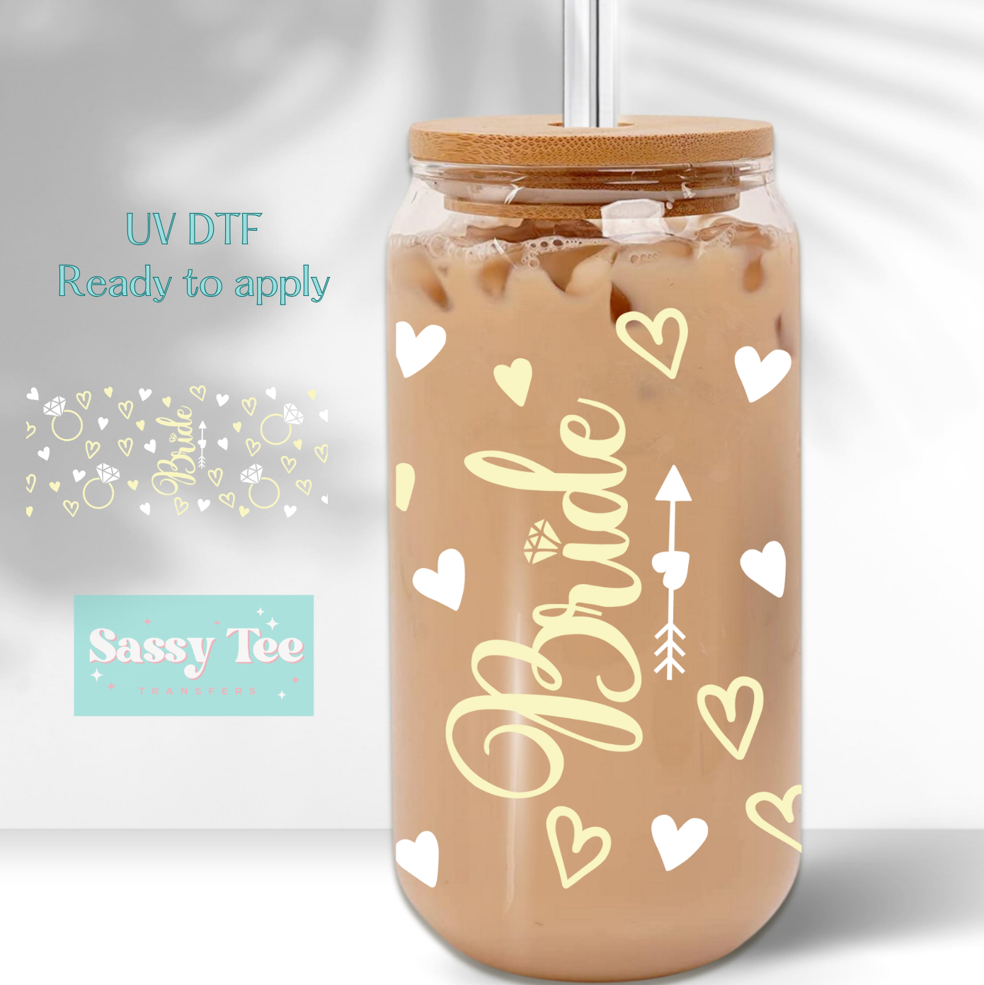 BRIDE HEARTS UV DTF CUP WRAP *Preorder, Ships in 5-9 biz days*