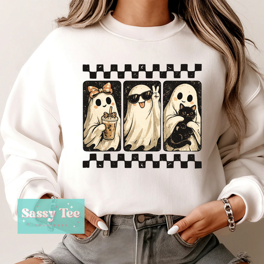 CUTE GHOSTS RETRO CHECKER CAT **Preorder/Restock Ships in 5-10 biz days**