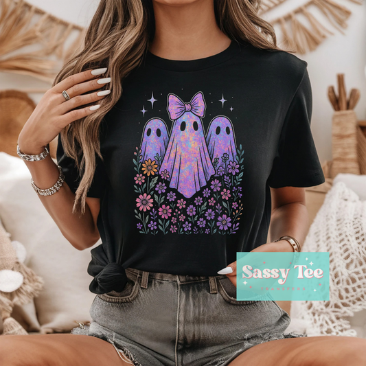 PURPLE GHOSTS FLOWERS BOW **Preorder Ships in 5-10 biz days**