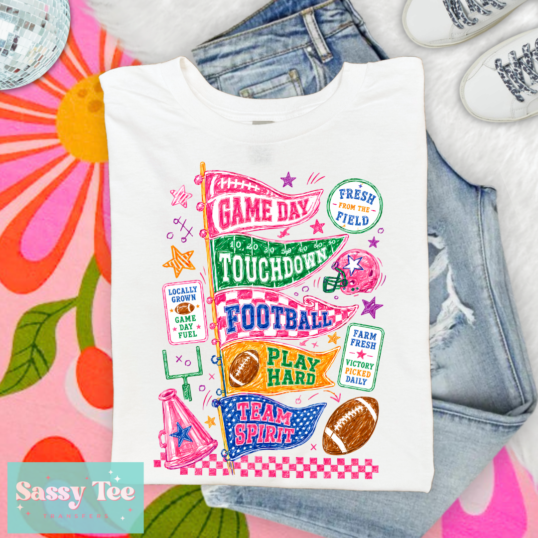 FOOTBALL FLAGS COLORFUL RETRO **Preorder/Restock Ships in 5-10 biz days**