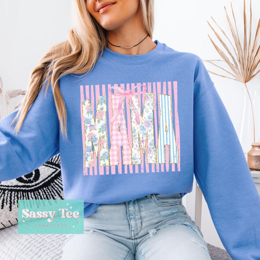 MAMA PINK STRIPES HYDRANGEA PREPPY **Preorder/Restock Ships in 5-10 biz days**