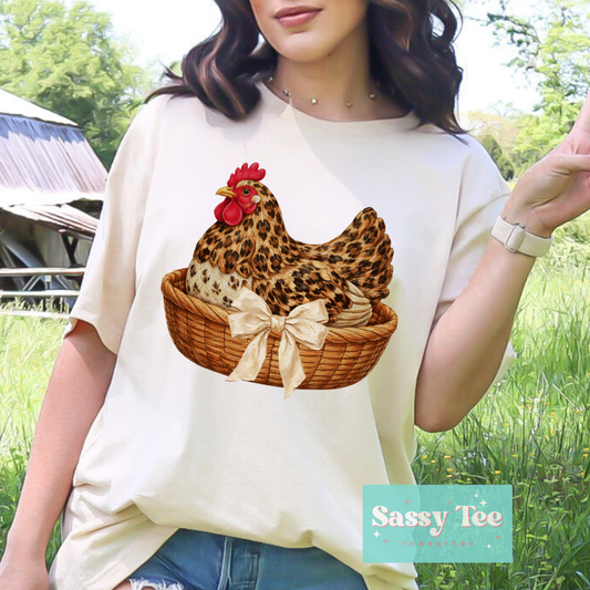 CHICKEN LEOPARD BOW BASKET **Preorder/Restock Ships in 5-10 biz days**