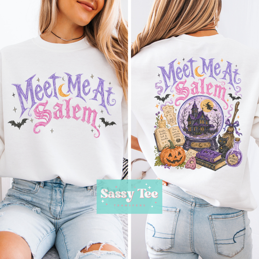 MEET ME AT SALEM PURPLE PINK BATS Front + Back Set **Preorder/Restock Ships in 5-10 biz days**