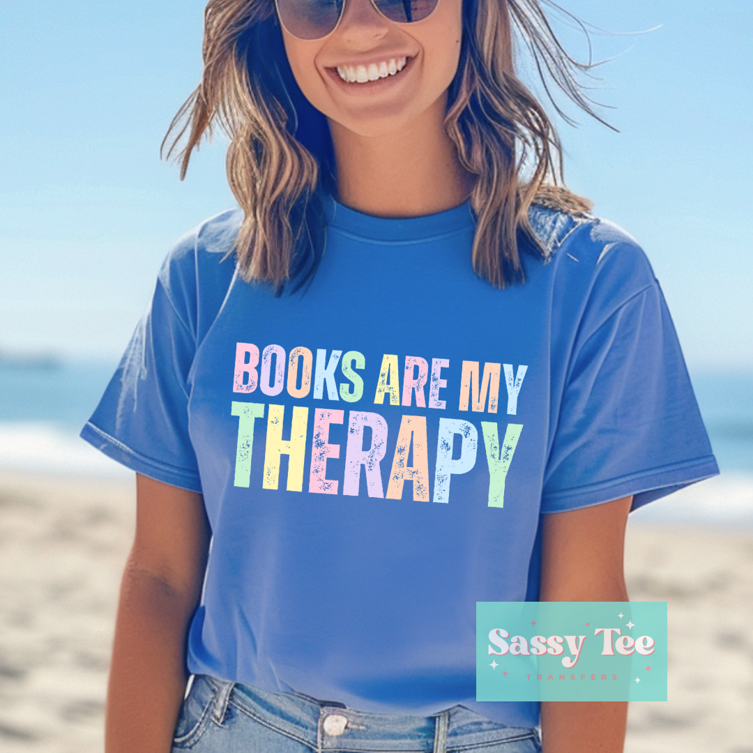 BOOKS ARE MY THERAPY PASTEL COLORS **Preorder/Restock Ships in 5-10 biz days**