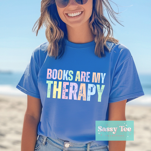 BOOKS ARE MY THERAPY PASTEL COLORS **Preorder/Restock Ships in 5-10 biz days**