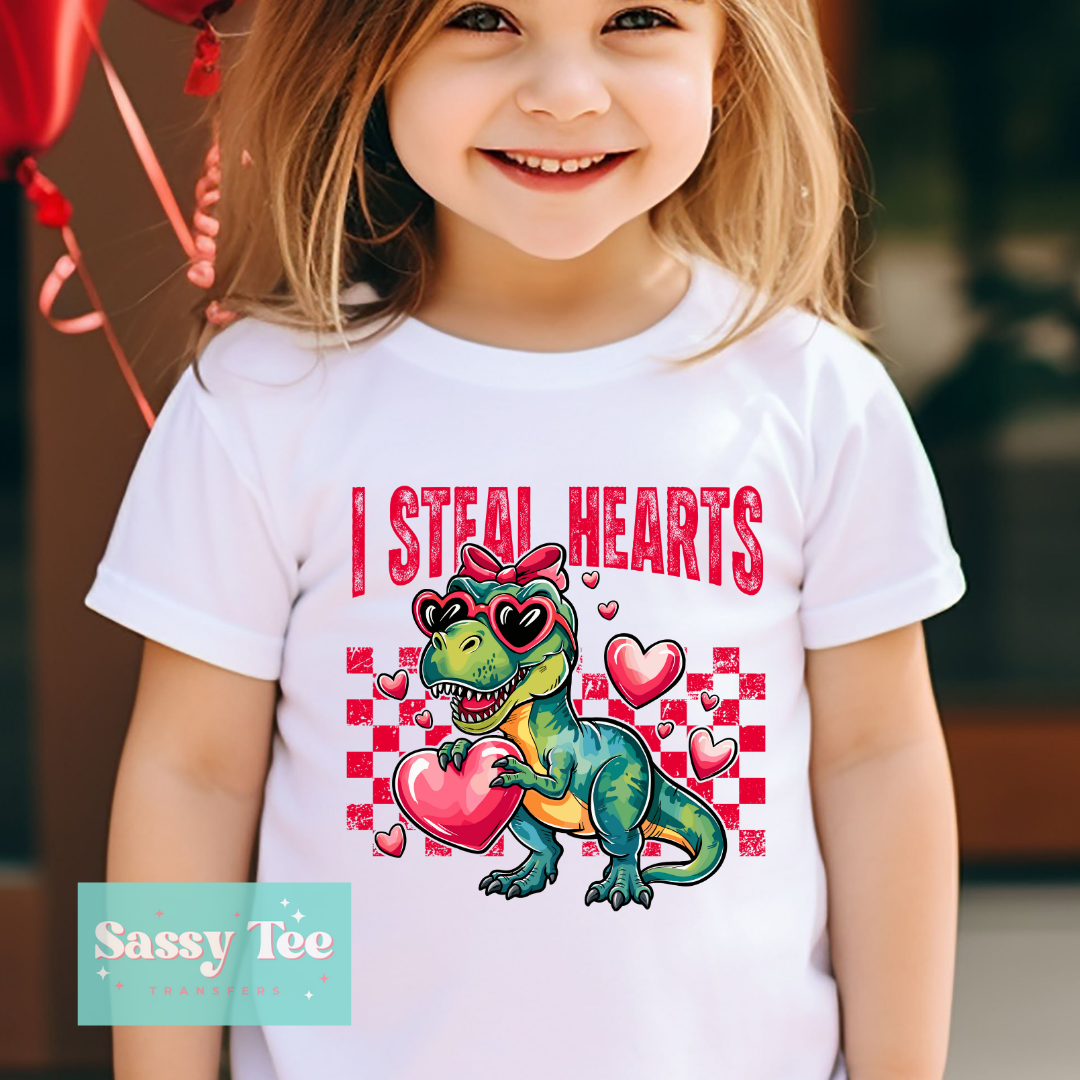 I STEAL HEARTS DINO RETRO GIRL Kids **Preorder/Restock Ships in Est. 5-10 biz days**