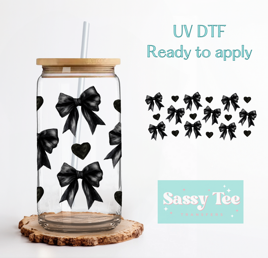BLACK BOW UV DTF CUP WRAP **Restock Preorder Ships in 5-10 biz days**