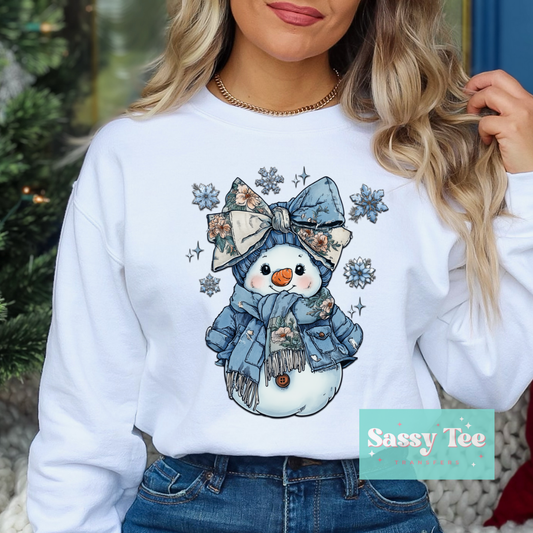DENIM SNOWMAN BOW **Preorder/Restock Ships in Est. 5-10 biz days**