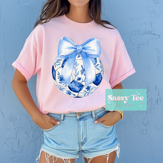 SOCCER BLUE TOILE BOW *Preorder, Ships in 5-9 biz days*