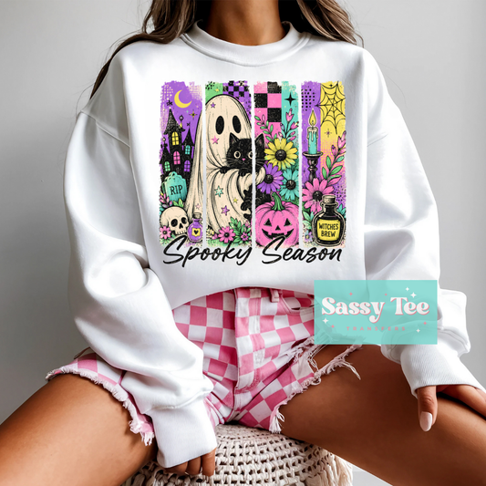 GHOST CAT SPOOKY BRIGHT COLORS RETRO ART SPOOKY SEASON **Preorder/Restock Ships in 5-10 biz days**